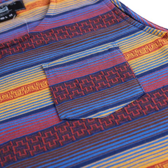Men's Striped Tank Top with Stylish Chest Pocket Modern and Casual Look Size L - Picture 3 of 7